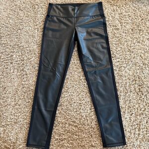 Athleta Black Leather Leggings-Medium